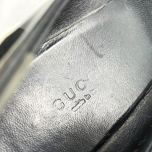 Gucci Patent Leather Pumps Black White Suede Bamboo Horsebit Low Heel Sz 37 / 7 - Picture 7 of 10